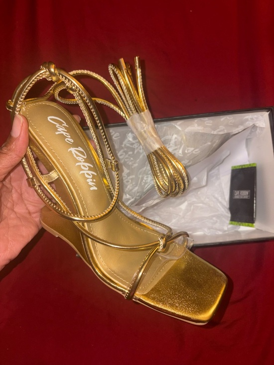 Cape Robbin Metallic Gold Strappy Wedge Sandals - Picture 2 of 4